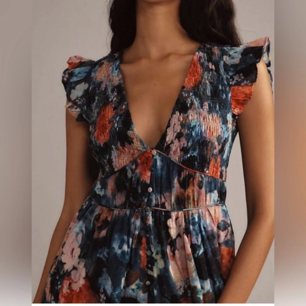 EUC Anthropologie The Peregrine Jumpsuit: Printed Eyelet Edition Size Small - Picture 3 of 16